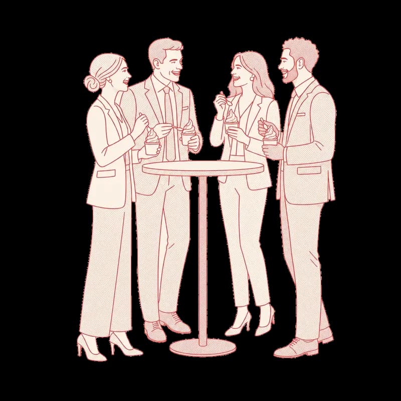 Illustration of colleagues with soft serve ice creams at a corporate staff appreciation day