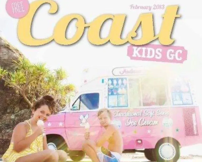 The Andersons' Ices ice cream van on the February 2013 cover of Coast Kids GC magazine